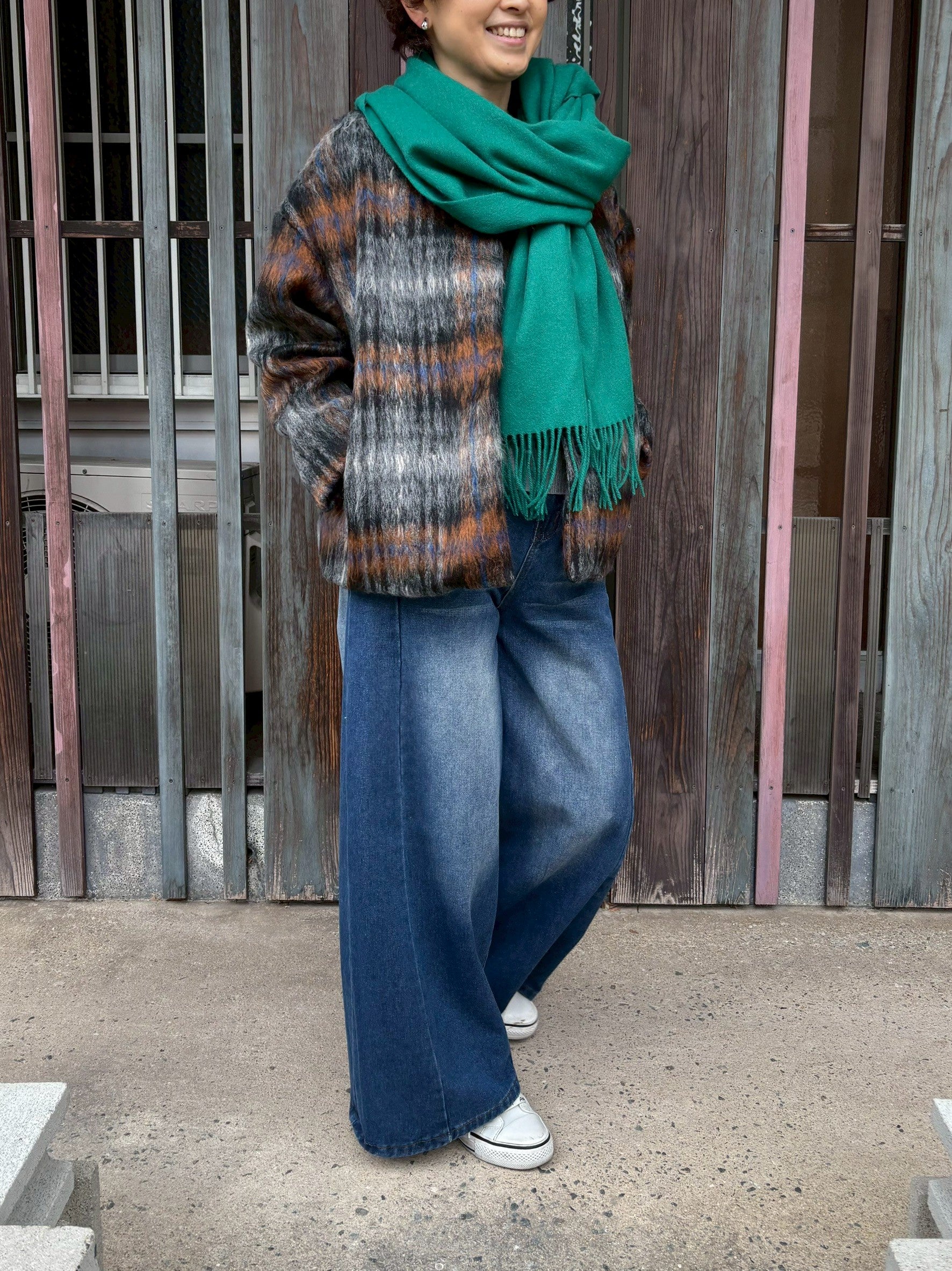 シャギーチェックブルゾン