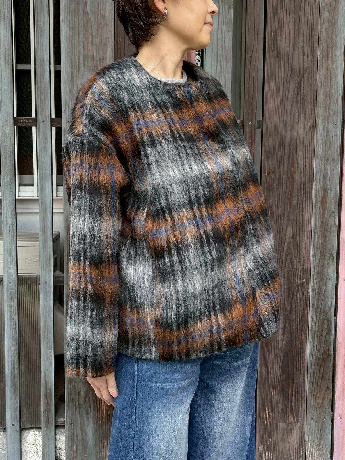 シャギーチェックブルゾン