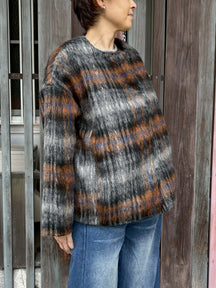 シャギーチェックブルゾン