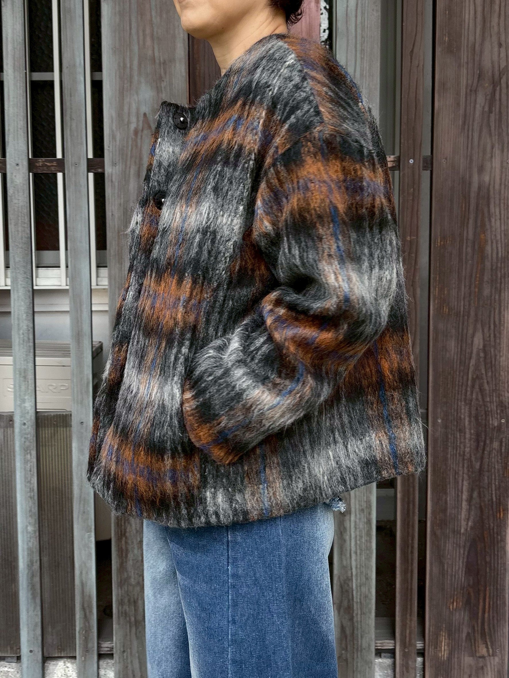 シャギーチェックブルゾン