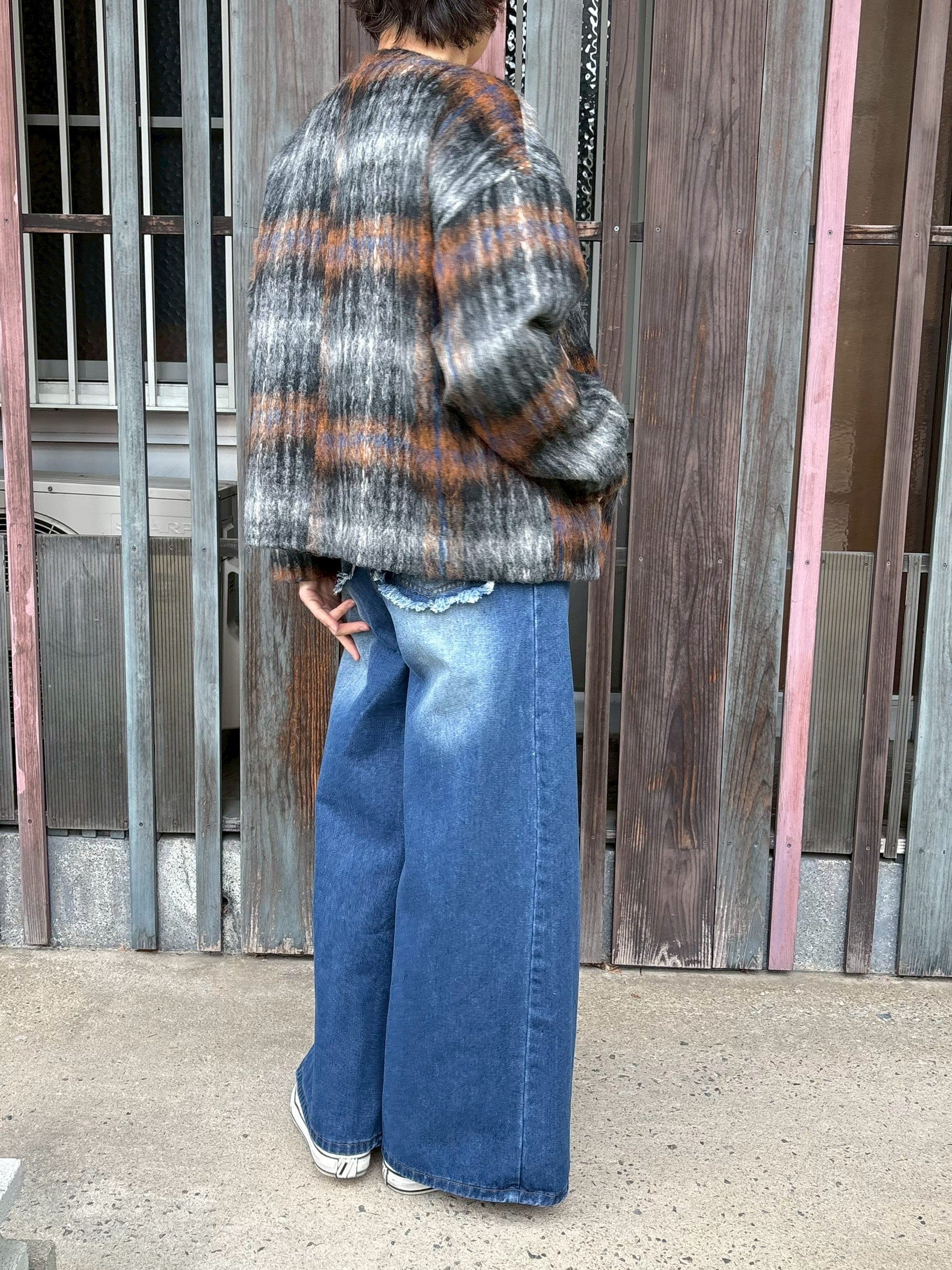 シャギーチェックブルゾン