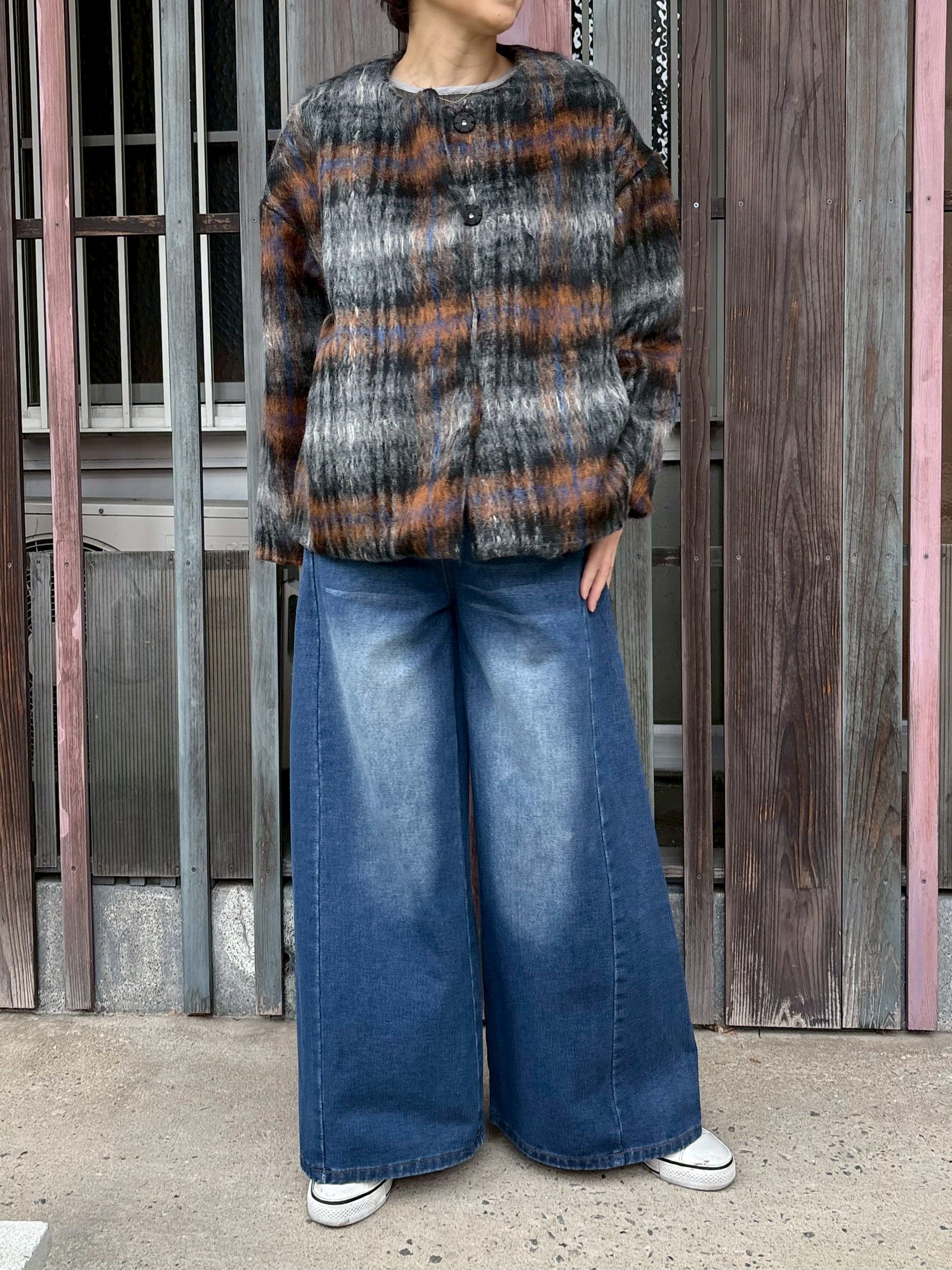 シャギーチェックブルゾン