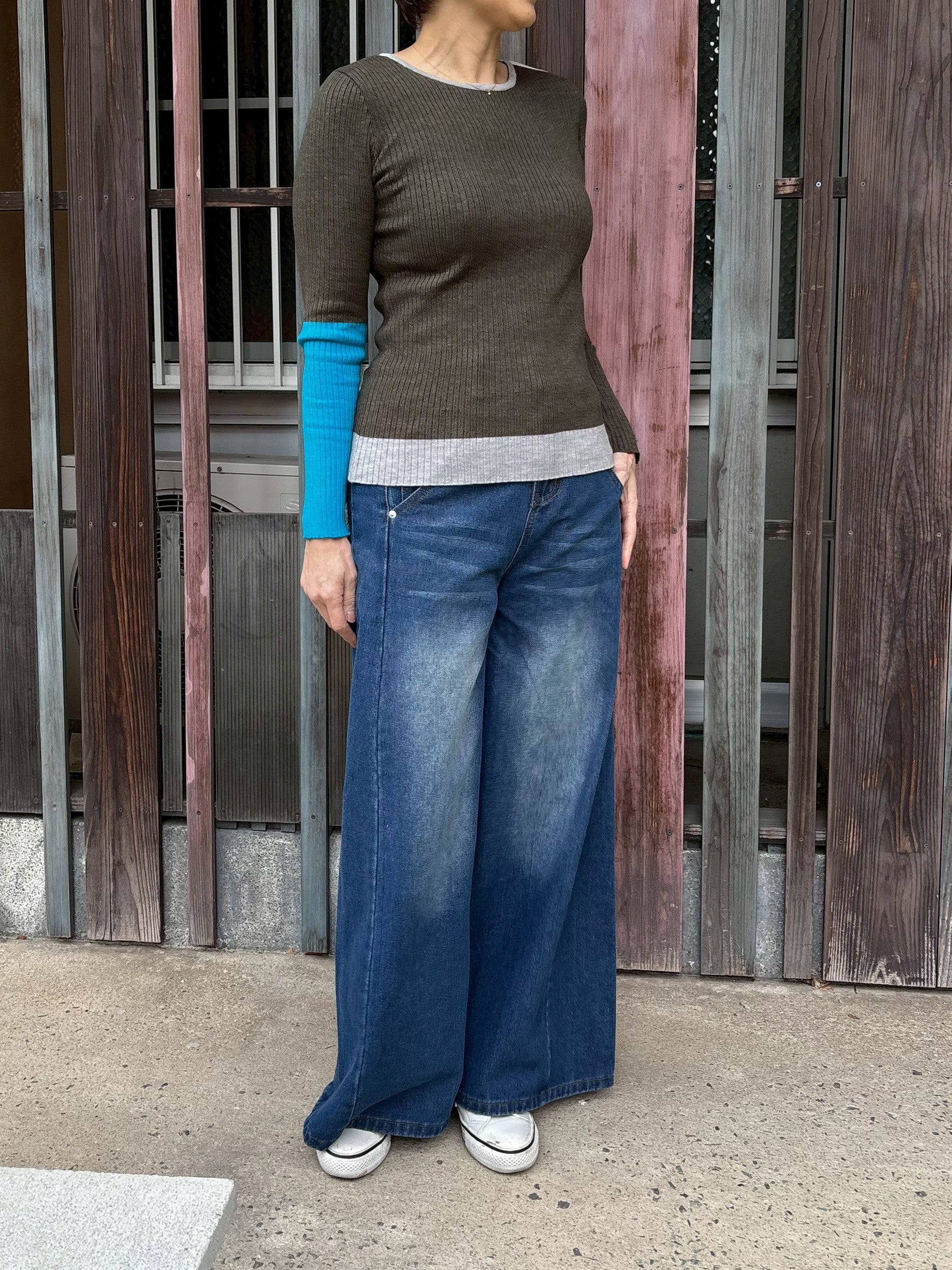 バリアスパターンリブニット