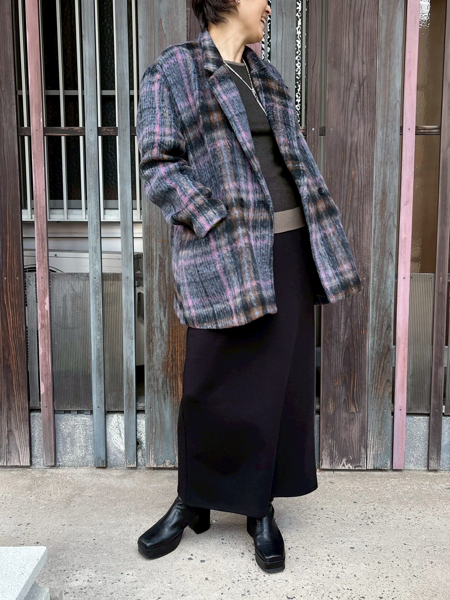 シャギーチェックジャケット