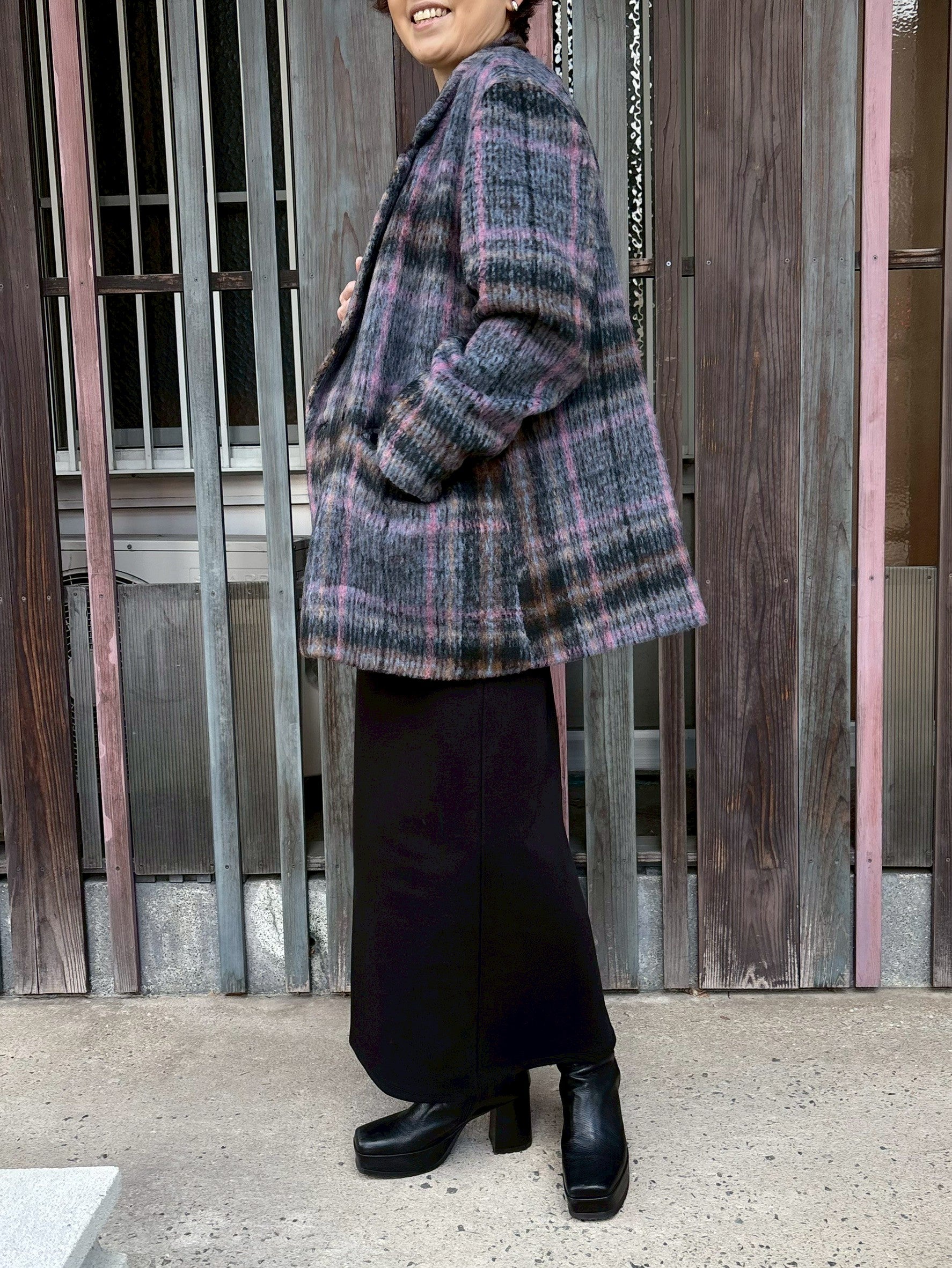 シャギーチェックジャケット