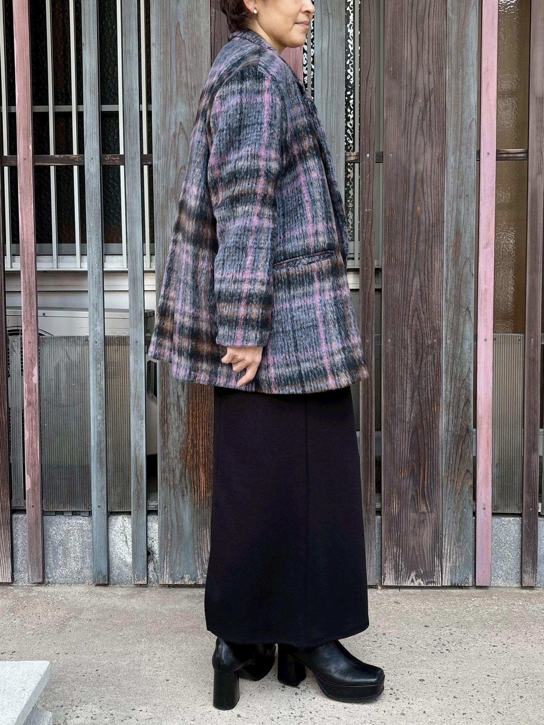 シャギーチェックジャケット