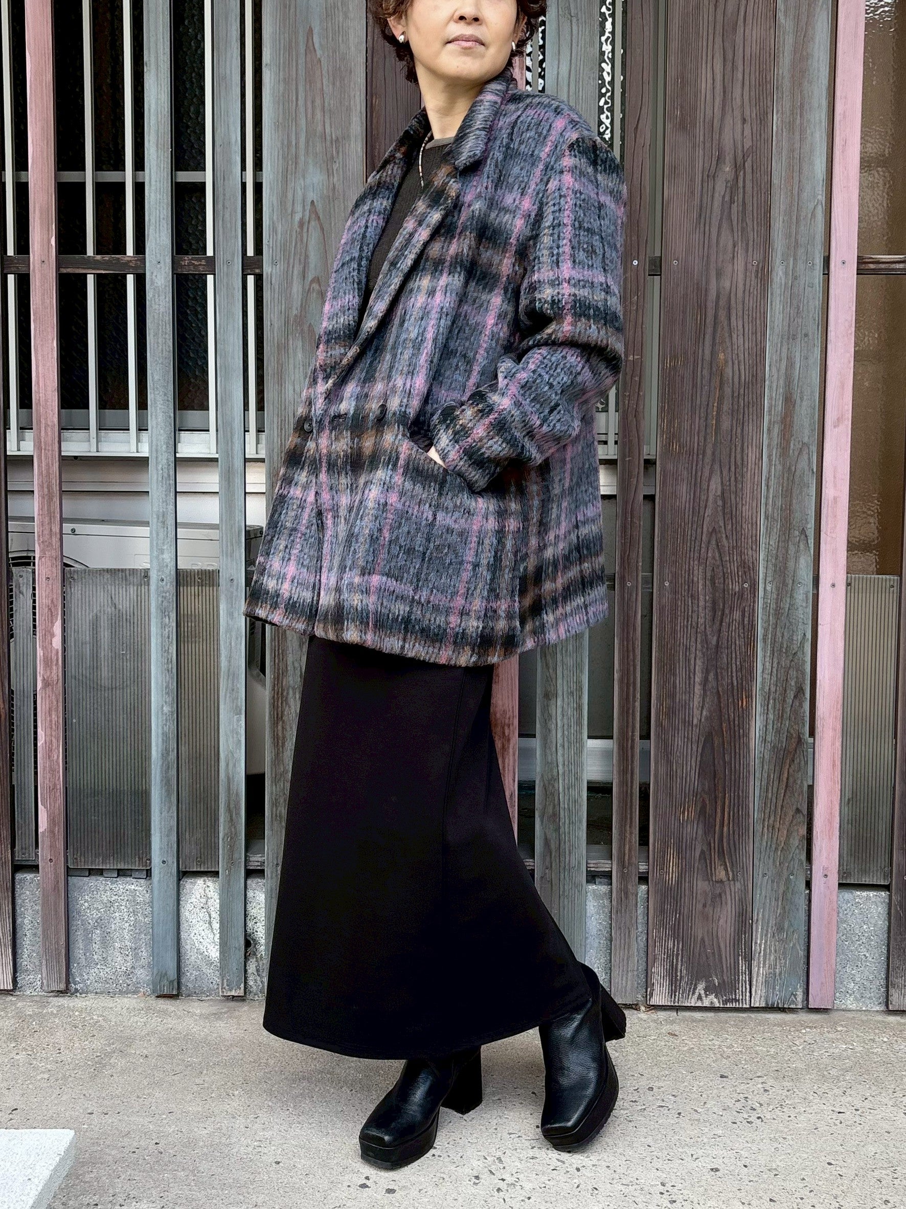 シャギーチェックジャケット