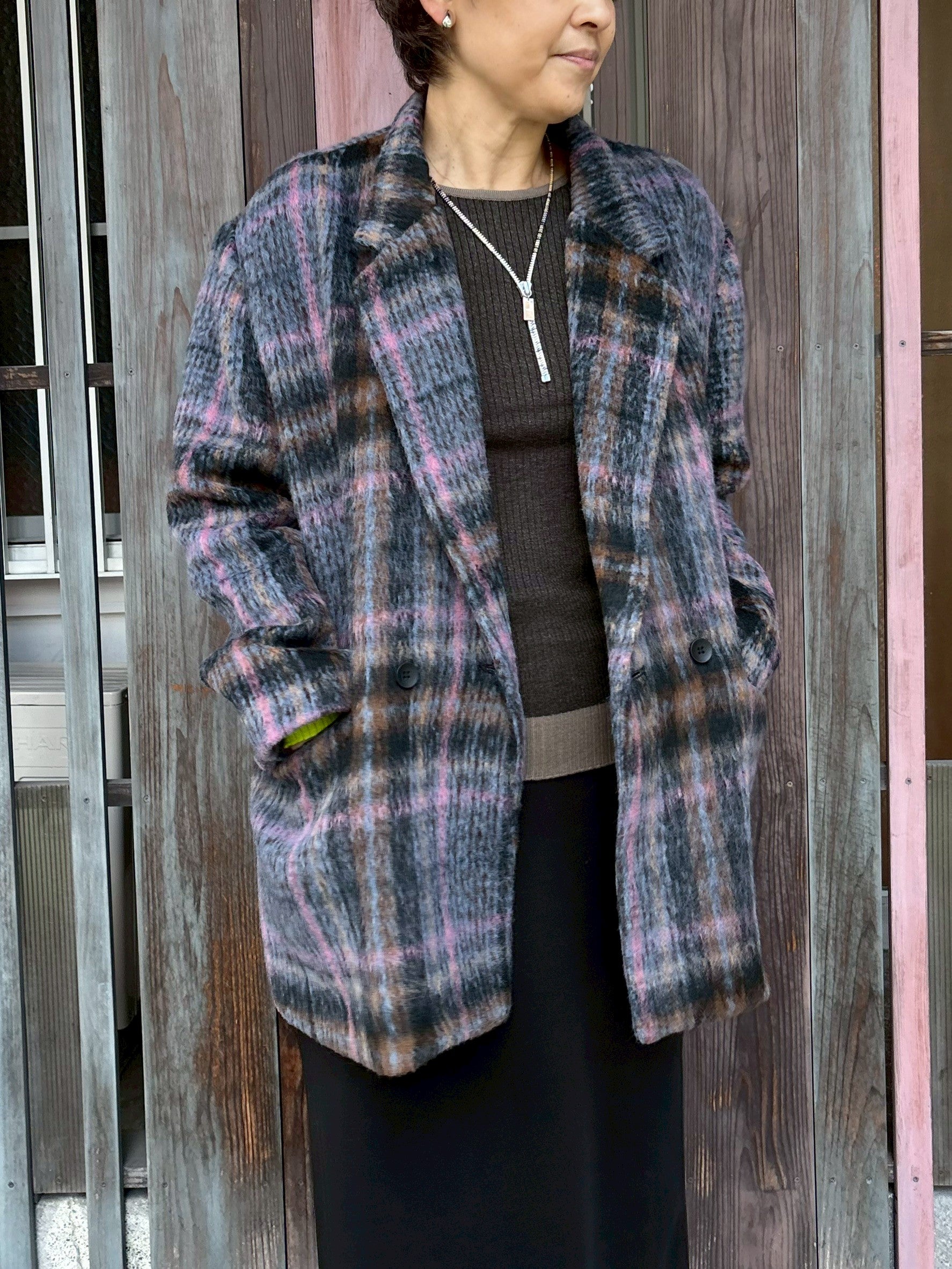 シャギーチェックジャケット