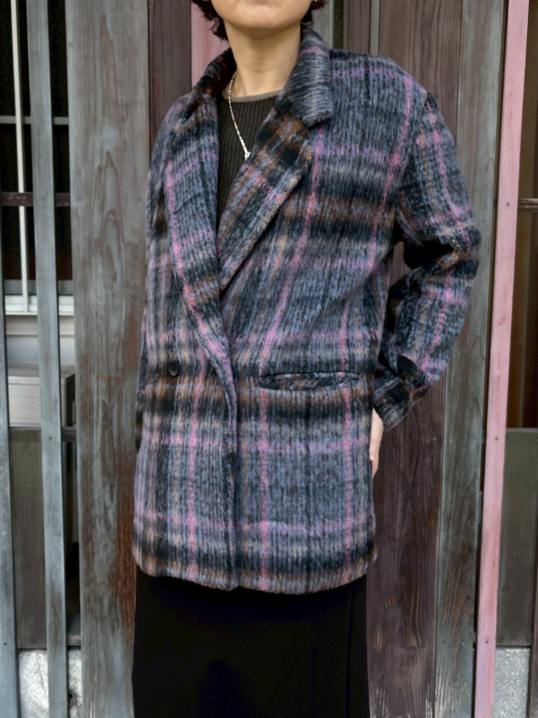 シャギーチェックジャケット