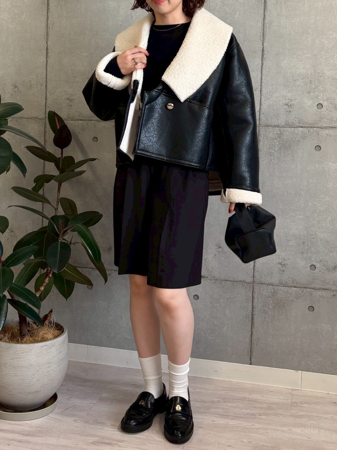 裏ボアフェイクレザージャケット