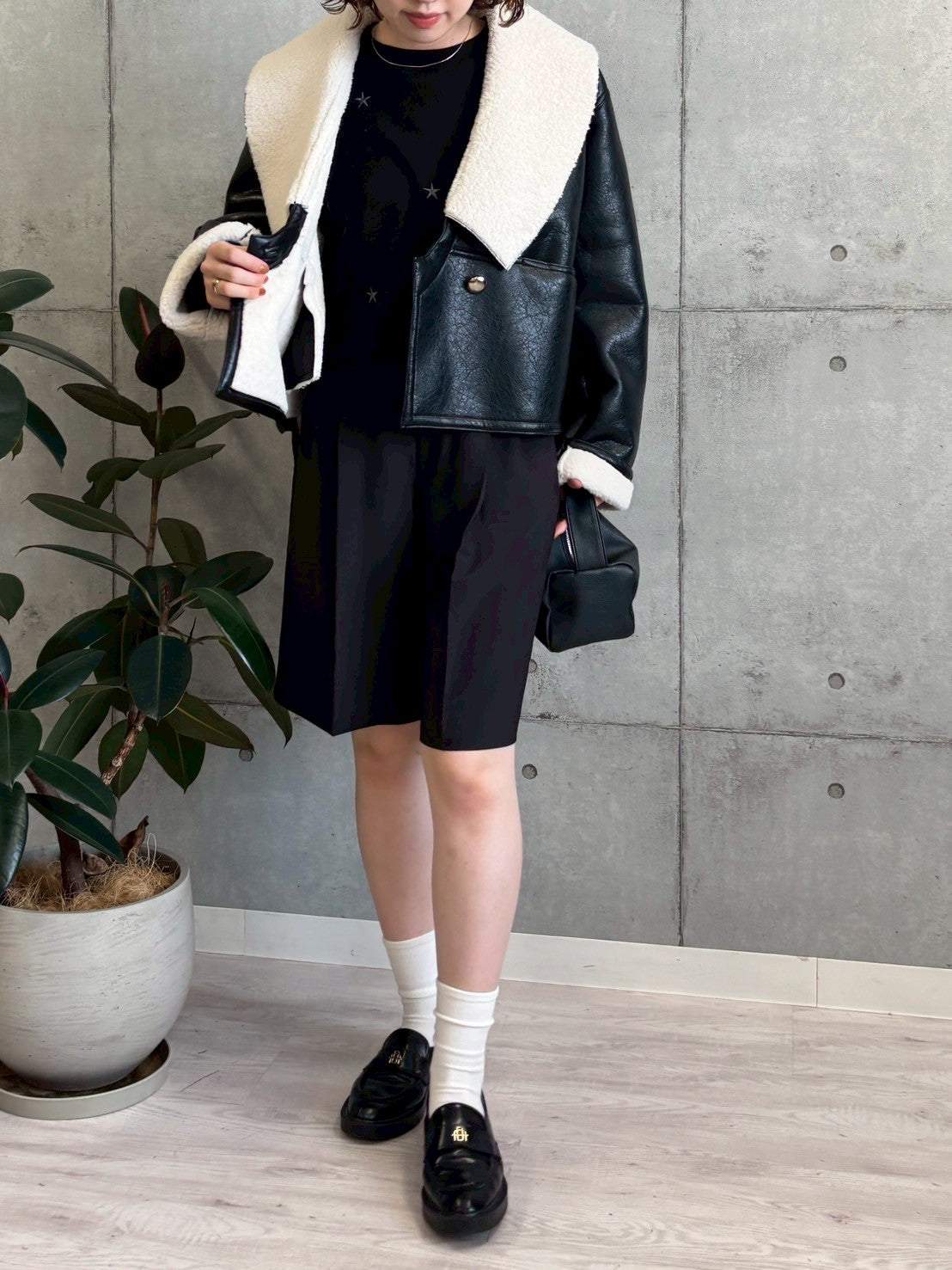 裏ボアフェイクレザージャケット