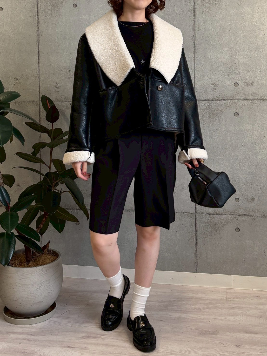 裏ボアフェイクレザージャケット