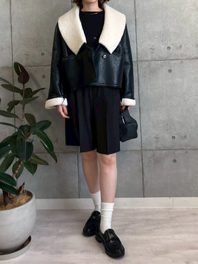 裏ボアフェイクレザージャケット