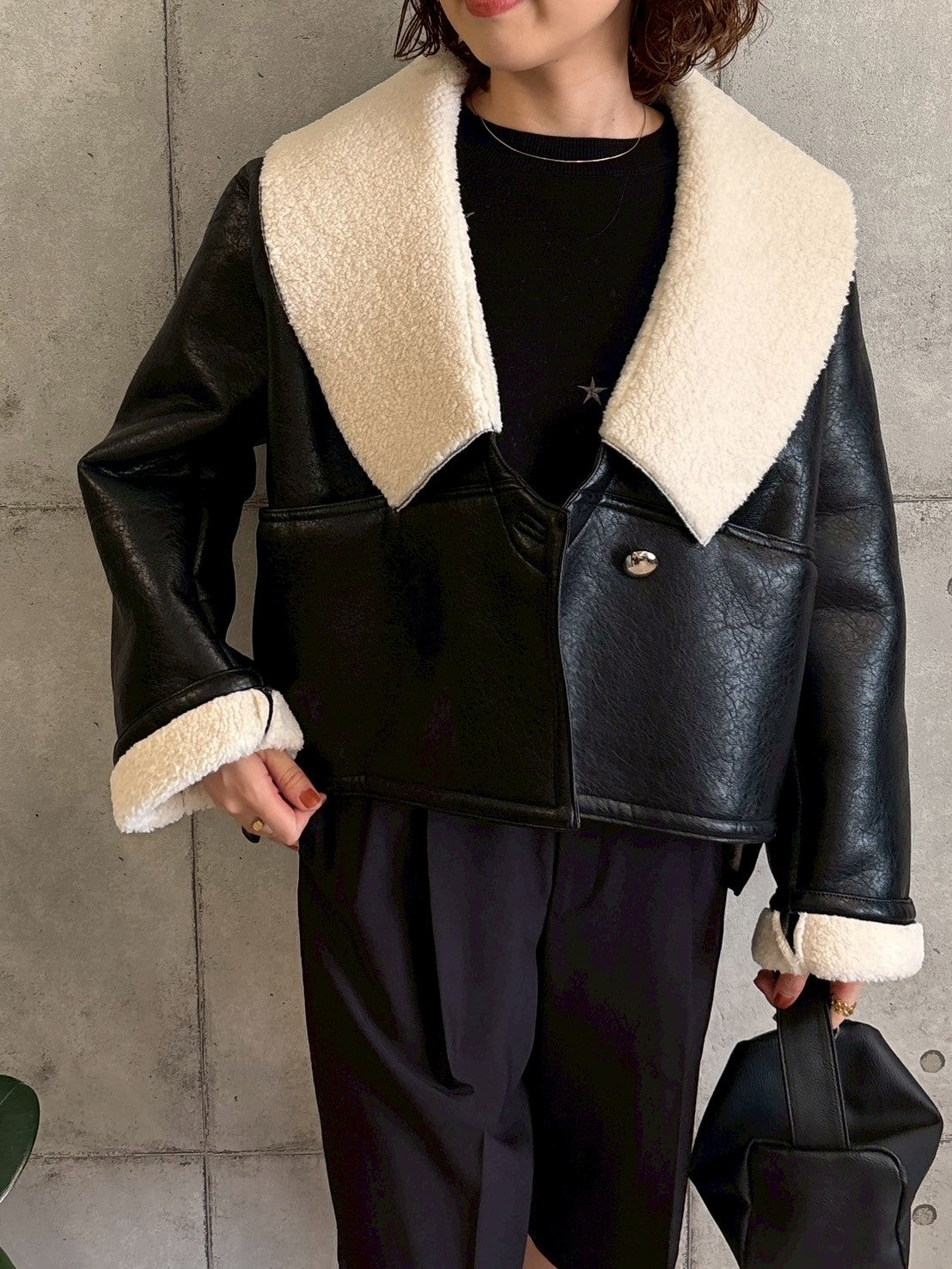 裏ボアフェイクレザージャケット