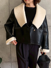 裏ボアフェイクレザージャケット