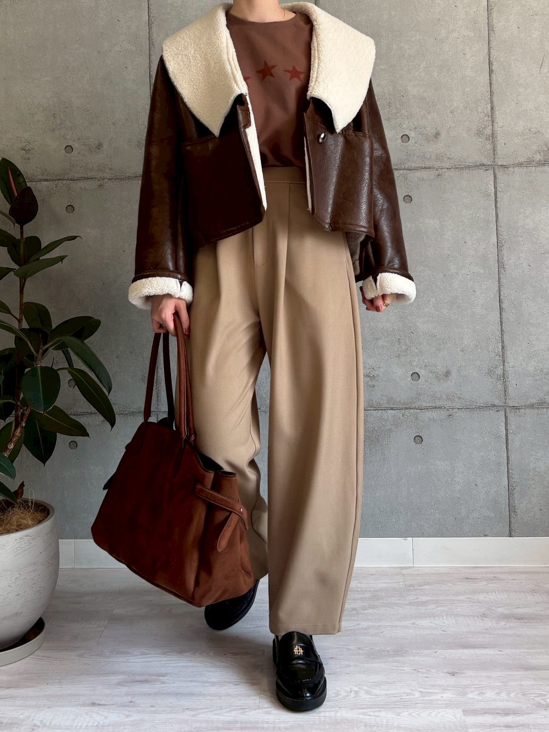 裏ボアフェイクレザージャケット