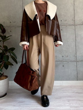 裏ボアフェイクレザージャケット