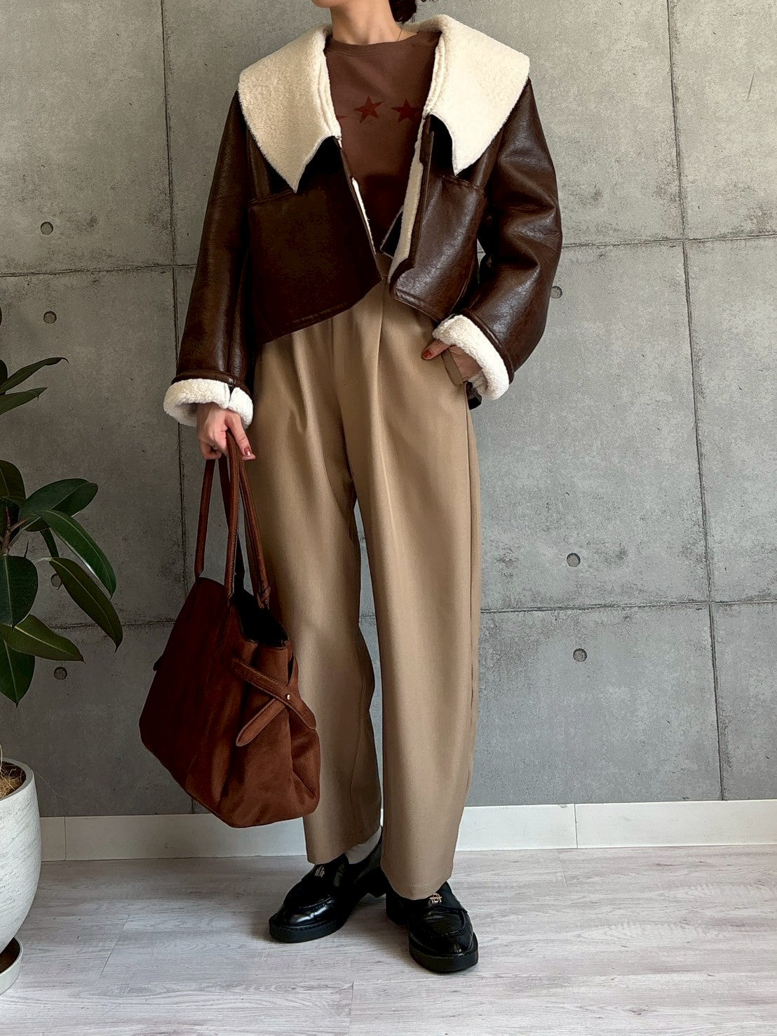 裏ボアフェイクレザージャケット