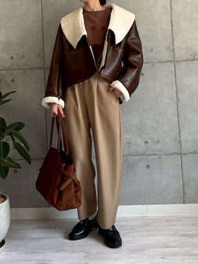 裏ボアフェイクレザージャケット