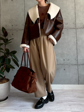 裏ボアフェイクレザージャケット