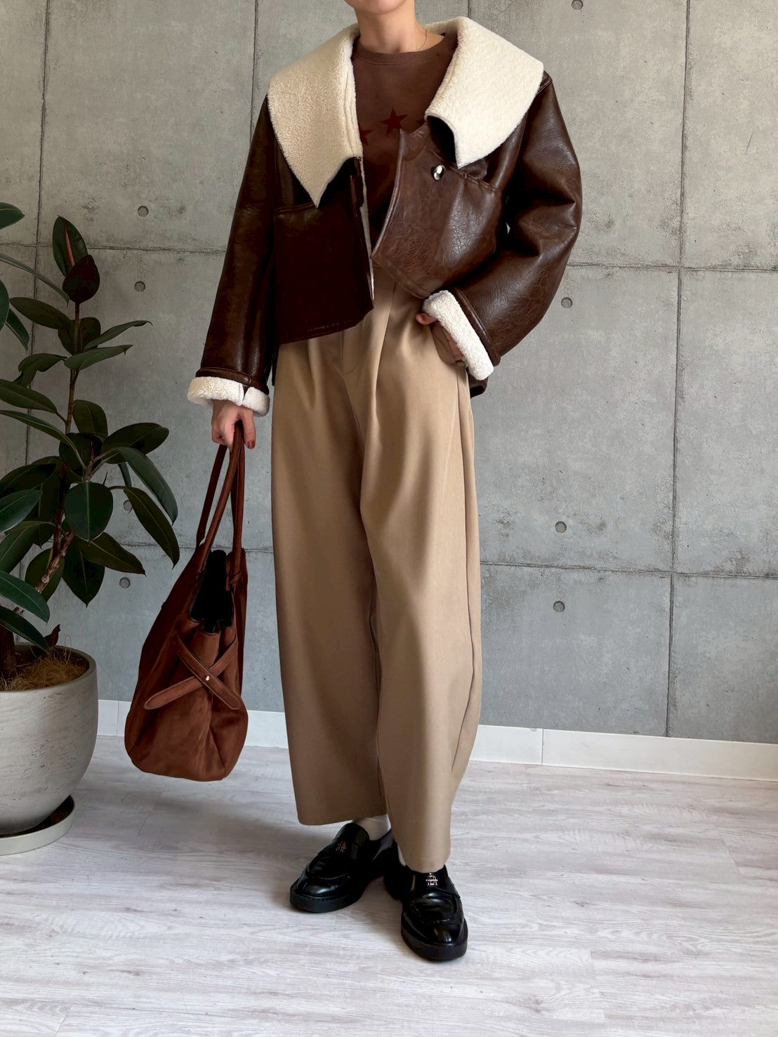 裏ボアフェイクレザージャケット