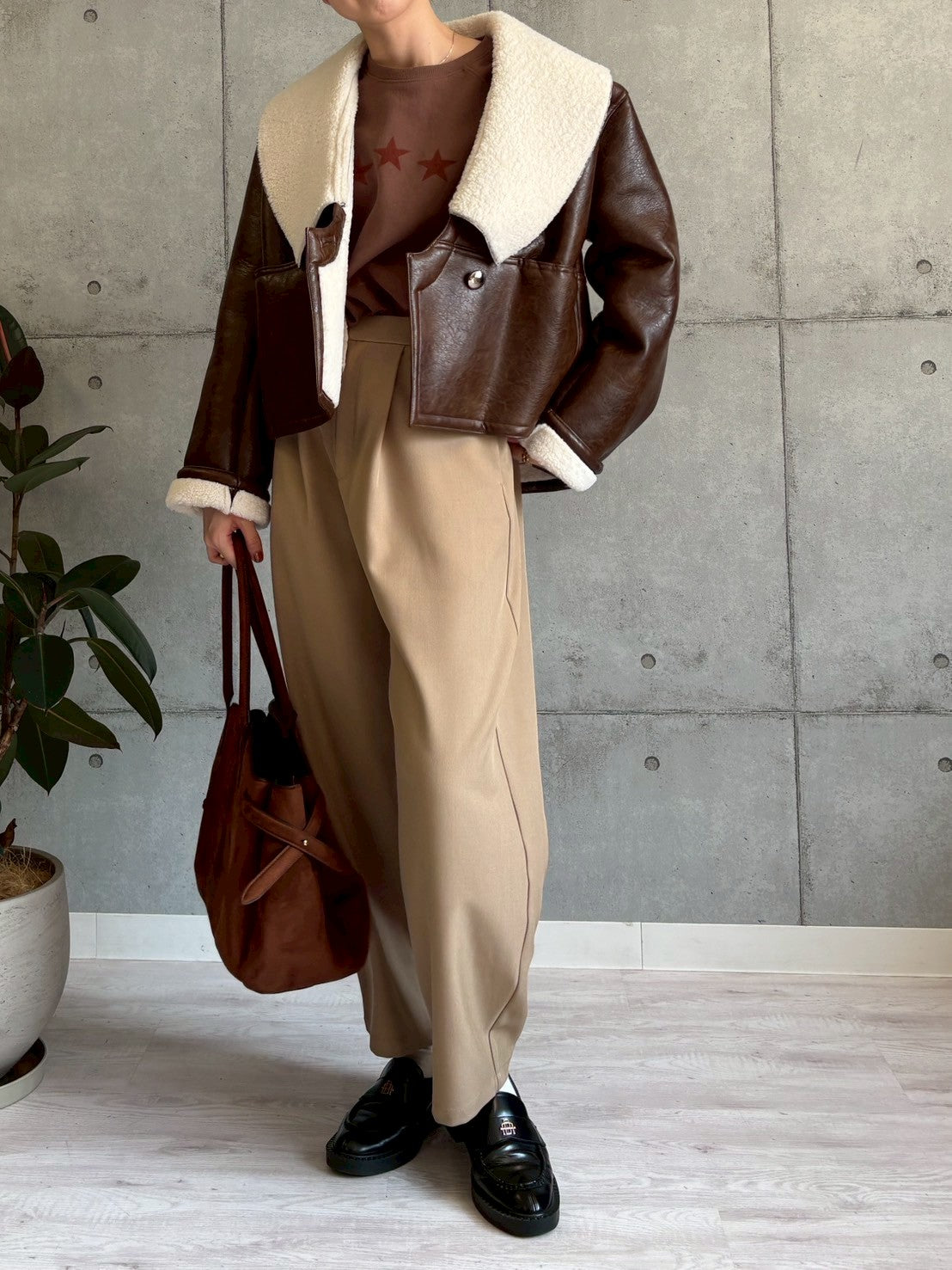 裏ボアフェイクレザージャケット