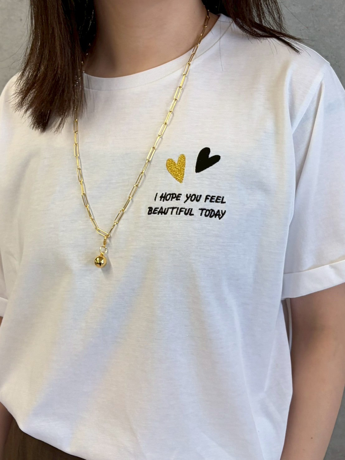 ハート×ロゴ刺繍Tシャツ
