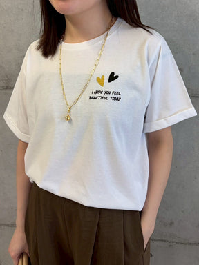 ハート×ロゴ刺繍Tシャツ