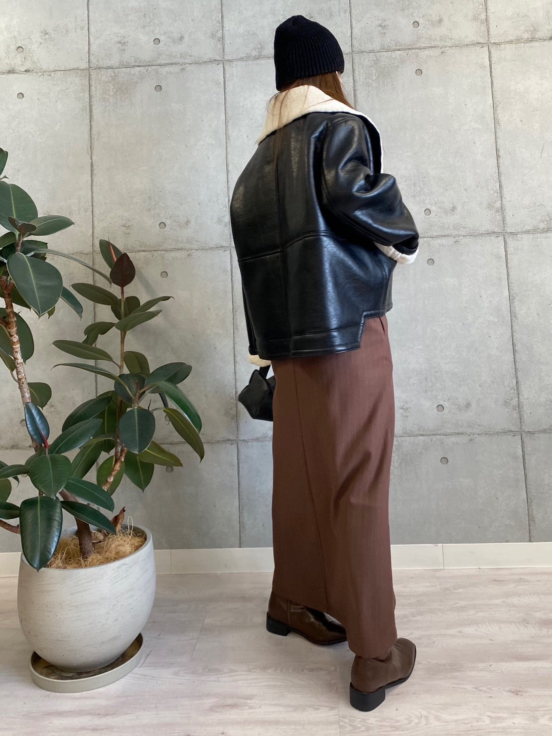 裏ボアフェイクレザージャケット