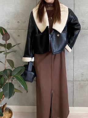 裏ボアフェイクレザージャケット