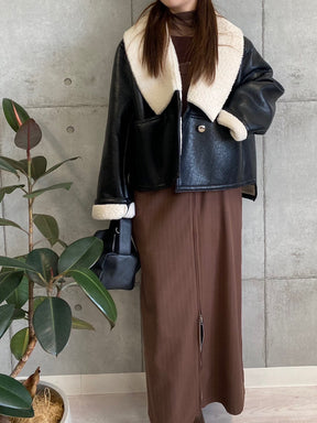 裏ボアフェイクレザージャケット