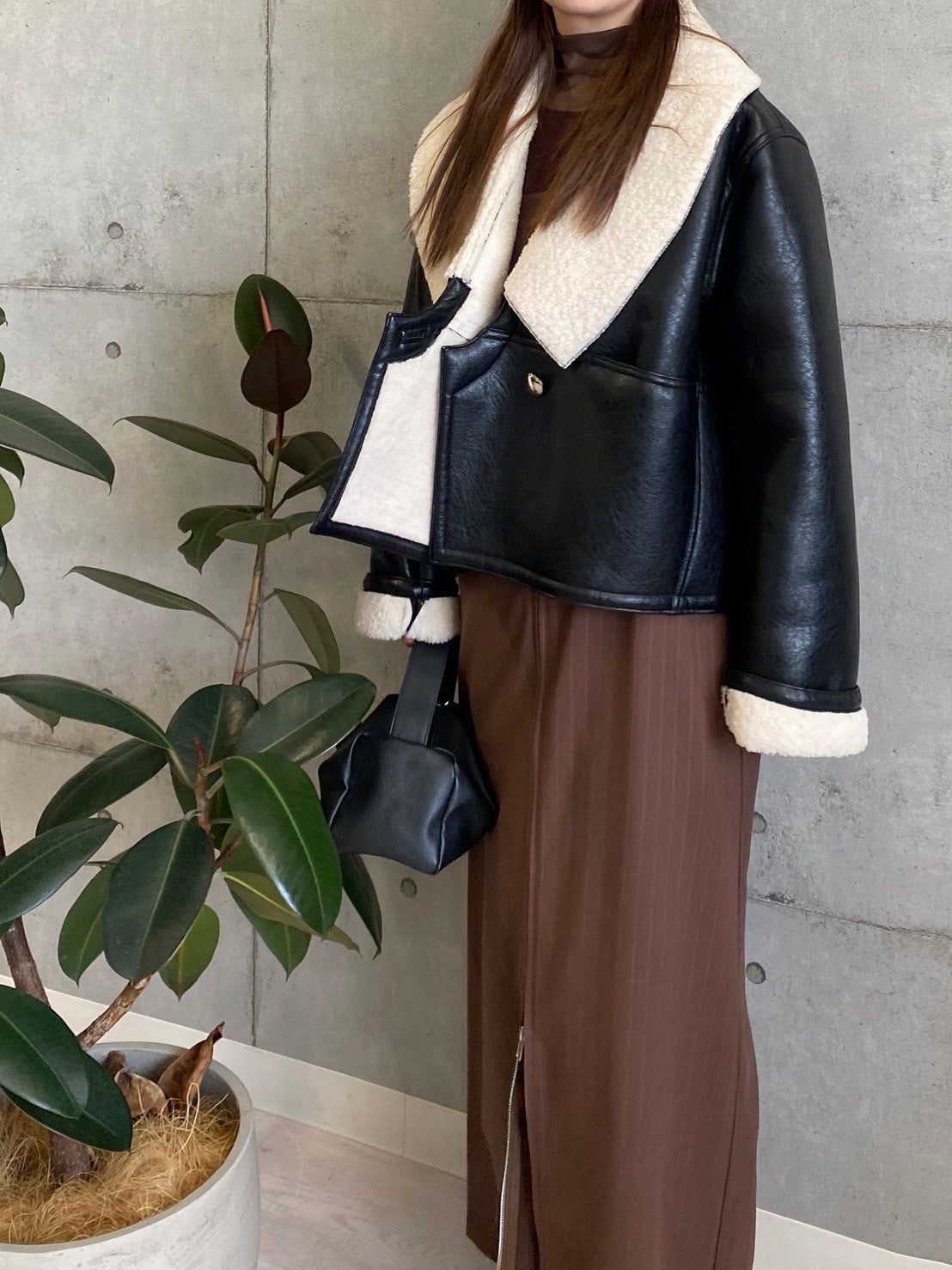 裏ボアフェイクレザージャケット