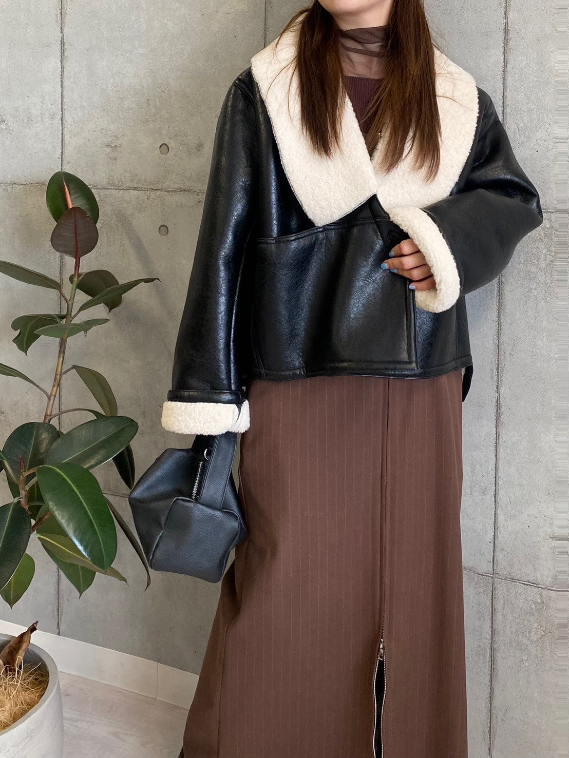 裏ボアフェイクレザージャケット