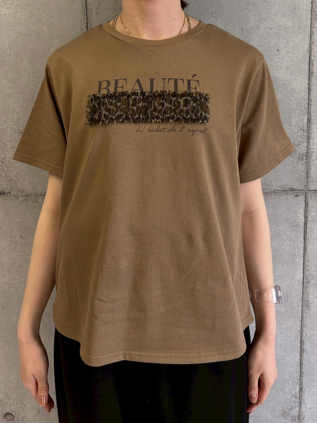 レオパードチュール重ねTシャツ