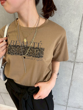 レオパードチュール重ねTシャツ