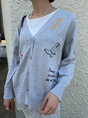 レタリング刺繍カーディガン