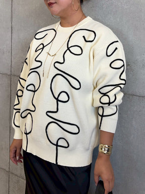 ニュアンスパターン畦ニット