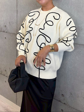 ニュアンスパターン畦ニット