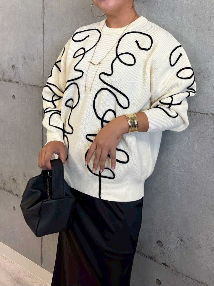 ニュアンスパターン畦ニット