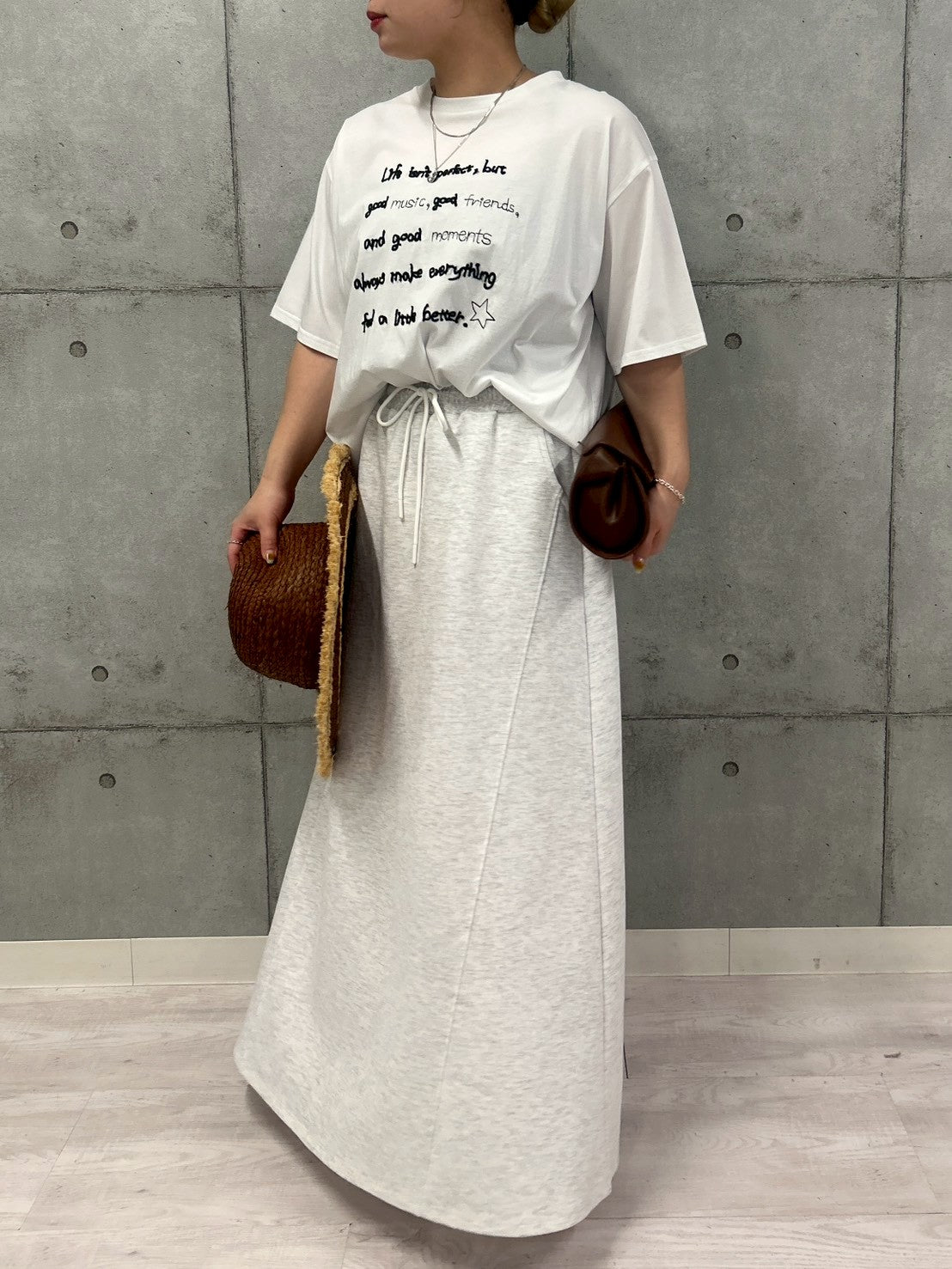 切替ラインスウェットスカート
