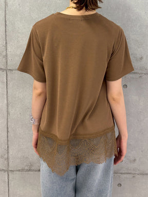 裾レース半袖TOPS