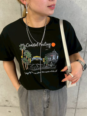 風景画イラストTシャツ