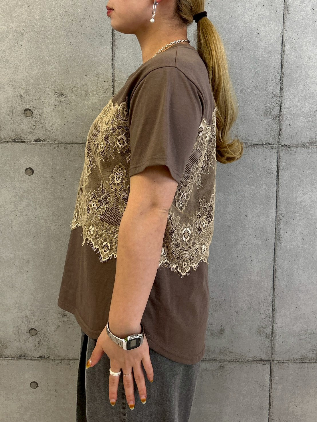 レースビスチェ風Tシャツ