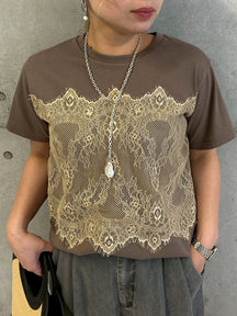 レースビスチェ風Tシャツ