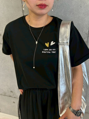 ハート×ロゴ刺繍Tシャツ