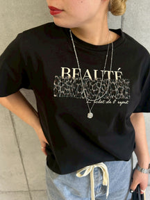 レオパードチュール重ねTシャツ