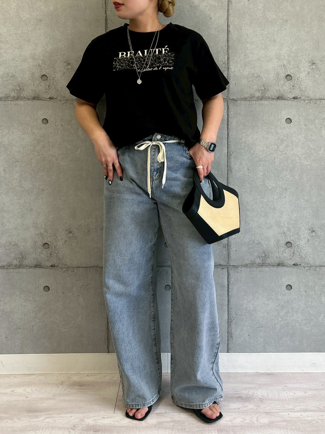 レオパードチュール重ねTシャツ