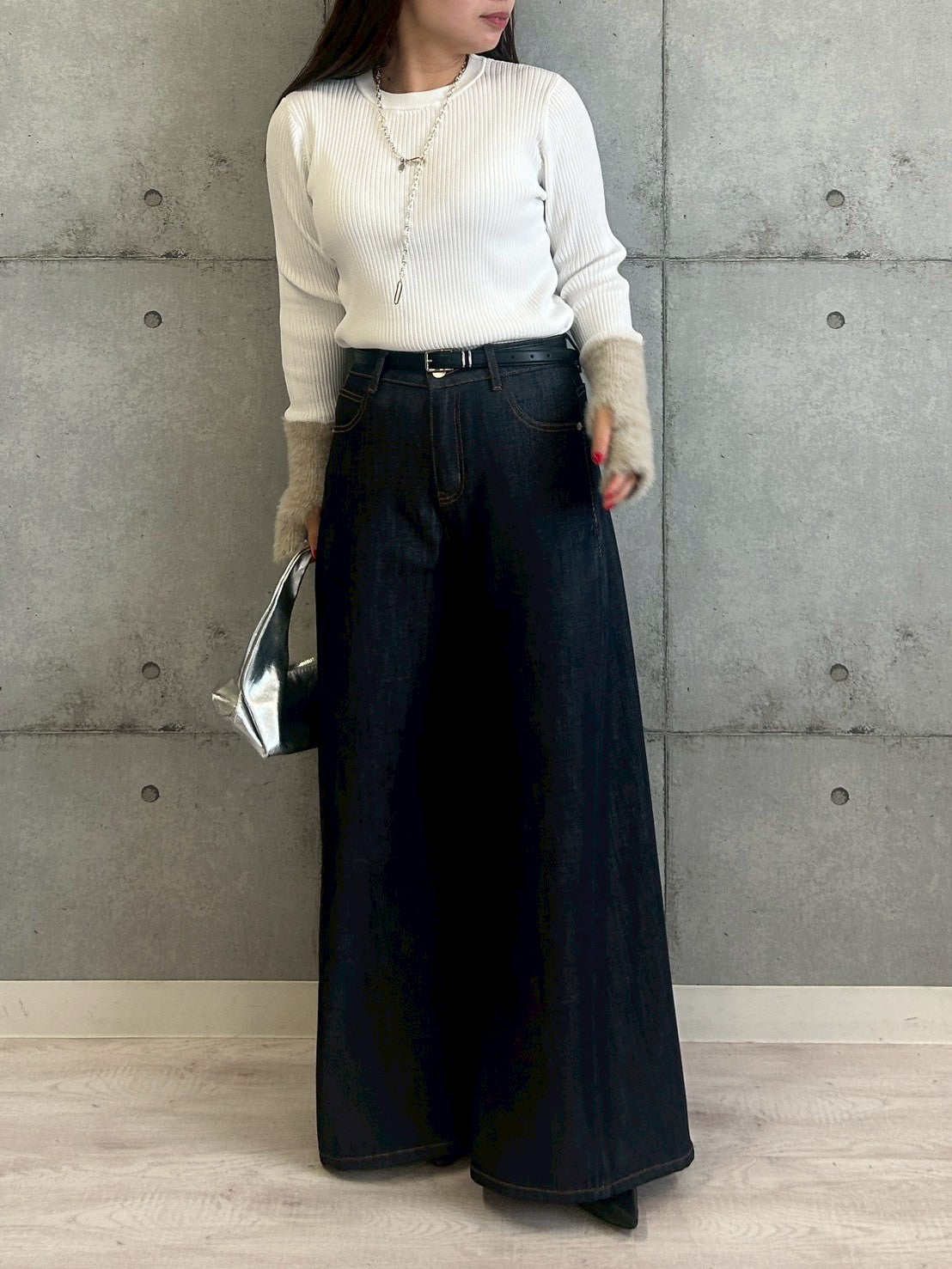 ハイウエストバギーデニムパンツ.