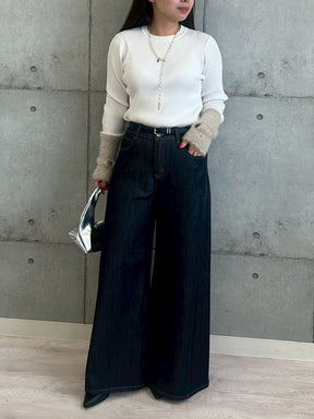 ハイウエストバギーデニムパンツ.
