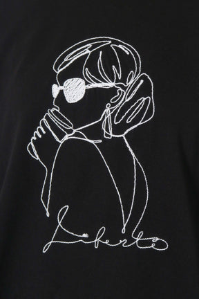ROSIEE ロージー 女の子コード刺繍Tシャツ ロンT ブラック